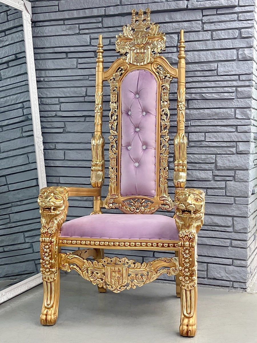 Purple and gold throne chair store