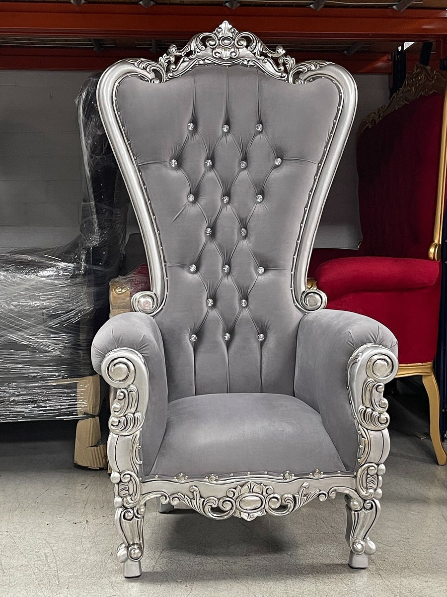 Grey throne chair best sale