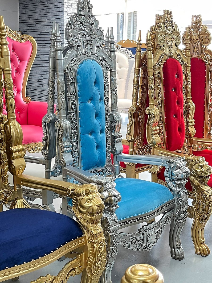 Blue throne chair clearance