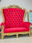 Double 70" Aspen Throne settee  Gold/Red