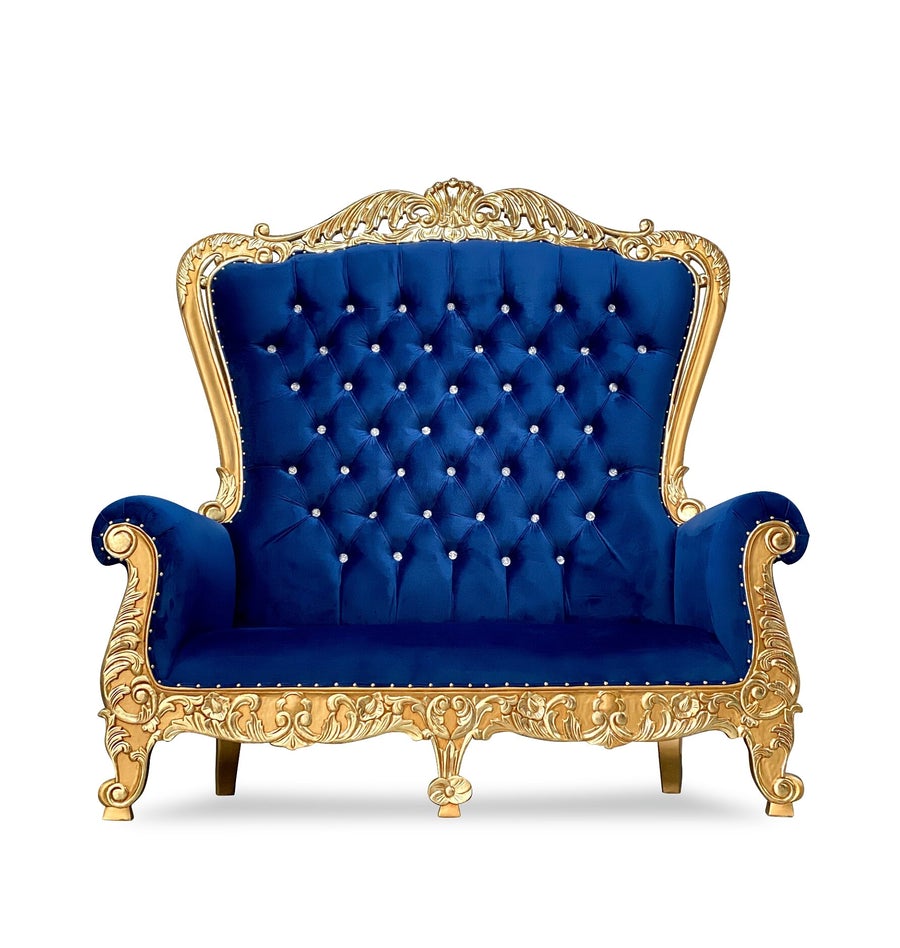 Double 70 Aspen Throne settee Gold Blue