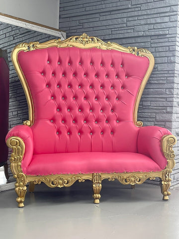 Double 70" OG Throne settee  Gold/Hot Pink